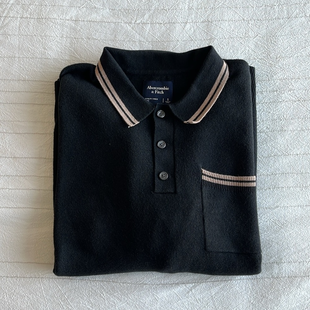Abercrombie & Fitch Black Collar Sweater Polo